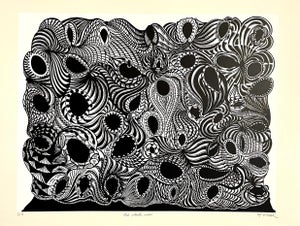 Philippe Dereux, Large 1960s French Art Brut Lithograph Bold Black & White Op Art Philippe Dereux, 1967