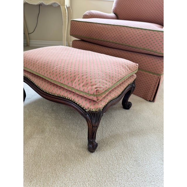 1950s 1950s Minton-Spidell Inspired French Provincial Gilded Scroll Arm Upholstered Window Bench – Green Plaid For Sale - Image 5 of 5