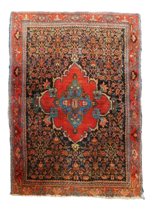 Antique Hand Knotted Persian Bijar Rug - 4'2"x 5'
