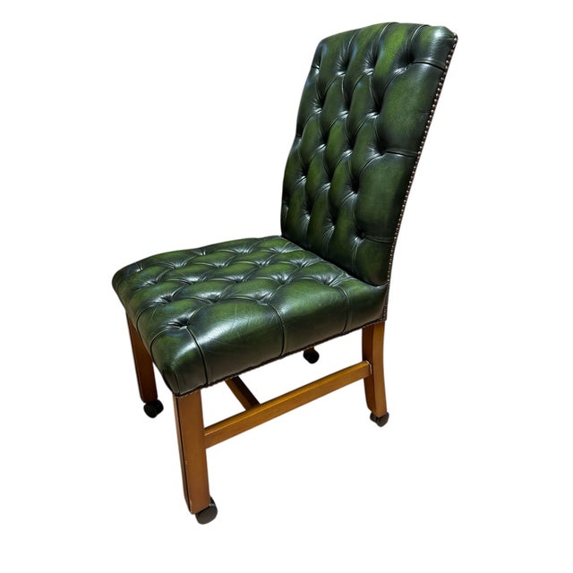 Vintage Chesterfield-Style Office Chair on Casters For Sale - Image 5 of 5
