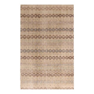 Vintage Mid-Century Red and Cream Beige Wool Rug With Multicolor Floral Accents - 5′2″ × 8′9″ For Sale