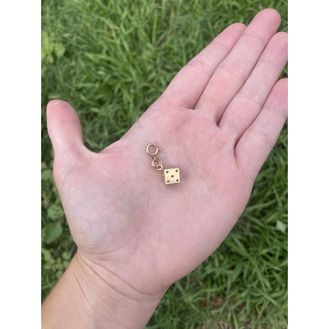 1950s Dice Charm, 14k Yellow Gold, Length 1 In For Sale In Greensboro - Image 6 of 6