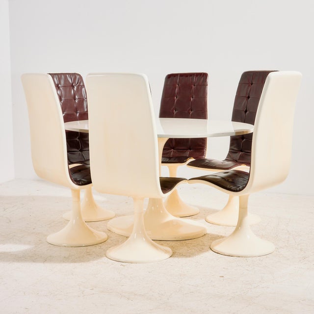 Hungarian fiberglass dining set from the 1970s, designed by interior designer Imre Scholtz. The designer’s shipbuilding...
