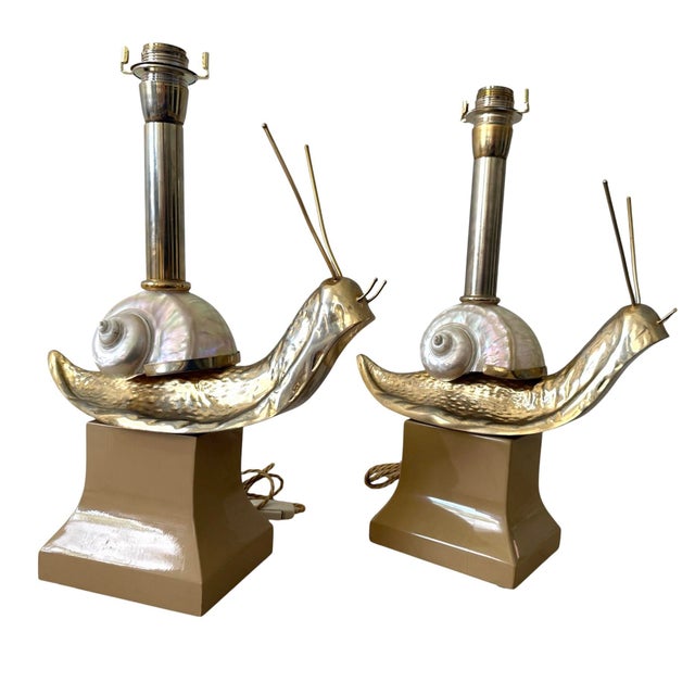 Pair Italian Brass Snail Shell Lamps For Sale - Image 10 of 12