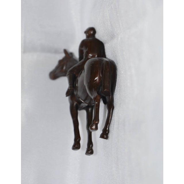 Metal Midcentury Rider on Horse Japanese Cast Metal Bronze Finish Miniature Statue For Sale - Image 7 of 8