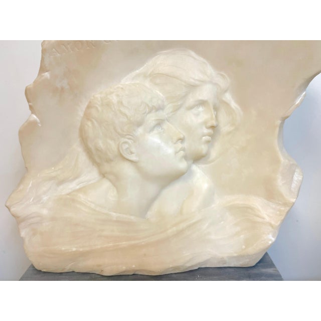 19th C. Italian Marble Relief of Romeo & Juliet, Signed E. Fiaschi, with Base For Sale - Image 11 of 18