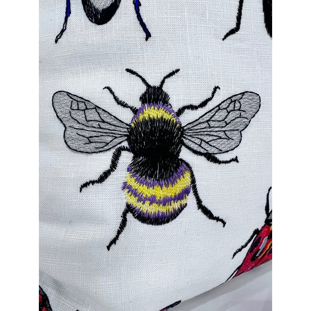 Realism Early 21st Century Embroidered Insect Decorative Pillow For Sale - Image 3 of 7