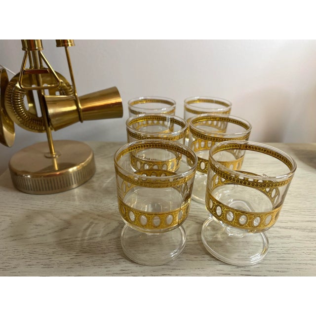 Mid-Century Modern 1960s Culver Antigua 22k Gold Mid-Century Cordial Glasses- Set of 6 For Sale - Image 3 of 8