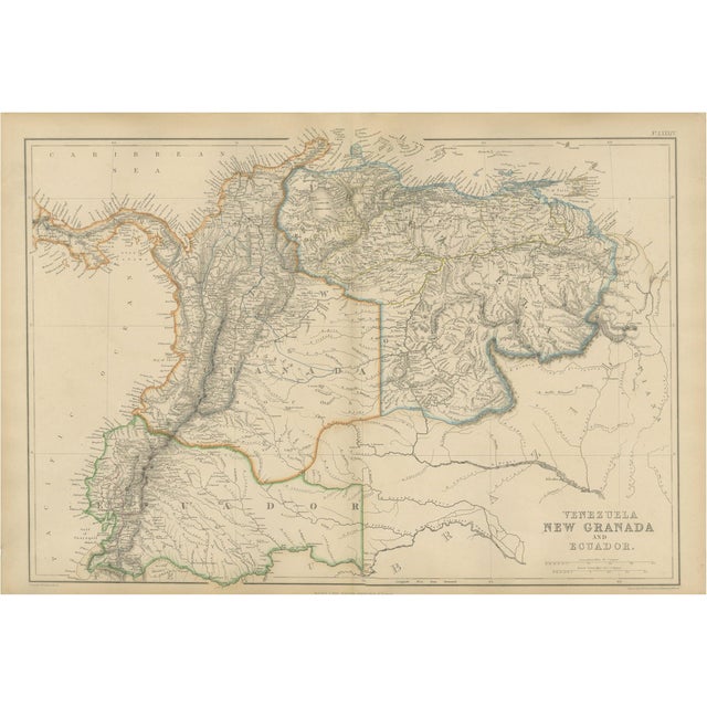 Venezuela, New Granada and Ecuador, Antique Map, Northern South America, 1860 For Sale