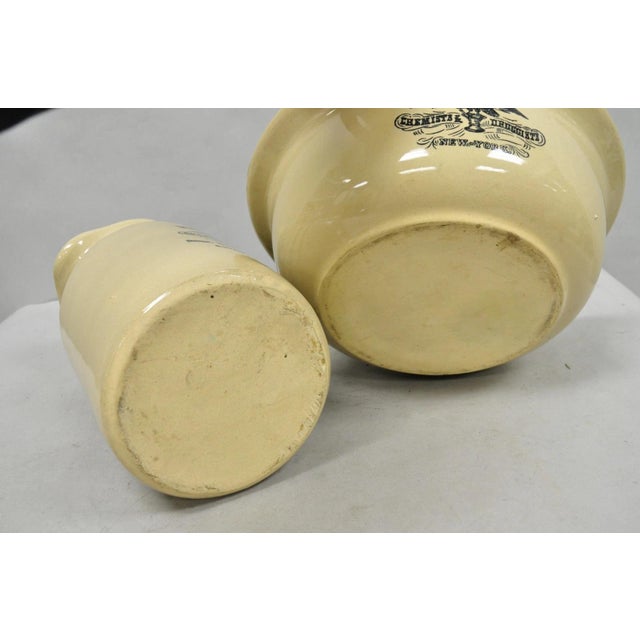 Hegeman & Co. Large Pitcher W Basin 1837 Stoneware Drugs Medicines Ny Apothecary For Sale - Image 11 of 14