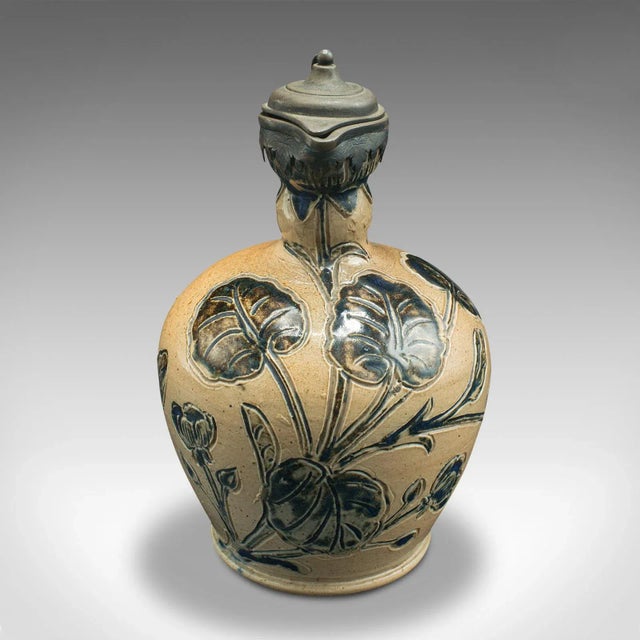 Victorian 1871's English Antique Decorative Ceramic Flagon For Sale - Image 3 of 12