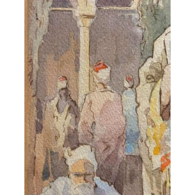 Carl Friedrich Heinrich Werner, Two Men Talking in Front of the Süleymaniye Mosque in Istanbul, 1800s, Pencil and Watercolor, Framed For Sale - Image 4 of 9