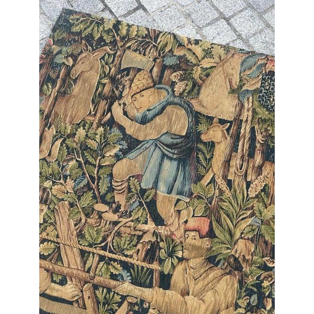 Vintage French Screen Printed Tapestry, 1950s For Sale - Image 14 of 18