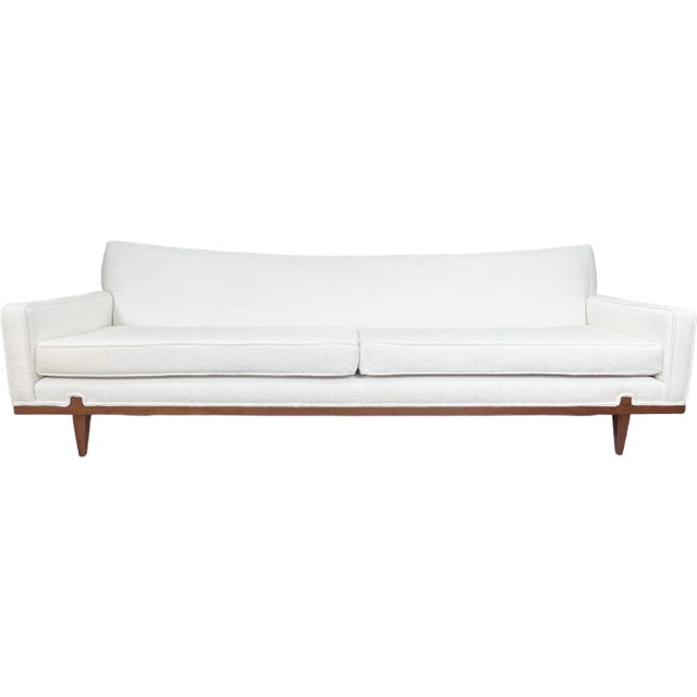 Mid Century Tuxedo Sofa in White Boucle For Sale - Image 9 of 9
