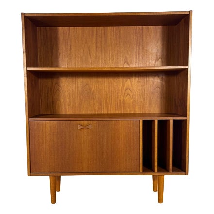 Vintage Bookcase in Teak with Drop-Down Doo, 1960s For Sale