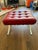 Authentic Design Within Reach Barcelona Stool – Red Tufted Leather & Chrome X‑Base For Sale - Image 15 of 16