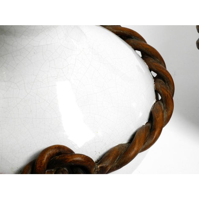 Mid-Century Italian White Ceramic Table Lamps with Original Shades, 1950s, Set of 2 For Sale - Image 10 of 18