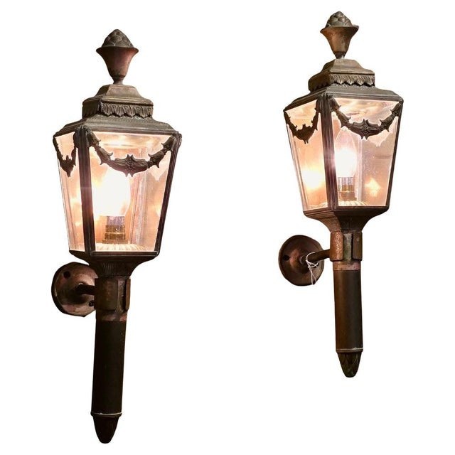 Brown French Empire Style Brass Wall Lights, Set of 2 For Sale - Image 8 of 8