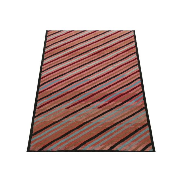 Vintage Zeki Müren Rug in Pink With Polychromatic Stripes by Rug & Kilim For Sale In New York - Image 6 of 6