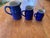 Blue Vintage French Water Pitchers Digoin Grespots # 0, 2 , 4, Cobalt Blue Glaze Farmhouse Set of 3 For Sale - Image 8 of 12