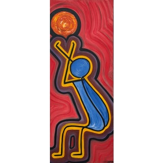 Colourful Abstract Tribal Aboriginal Inspired Oil on Canvas in Portrait Format 2005 For Sale