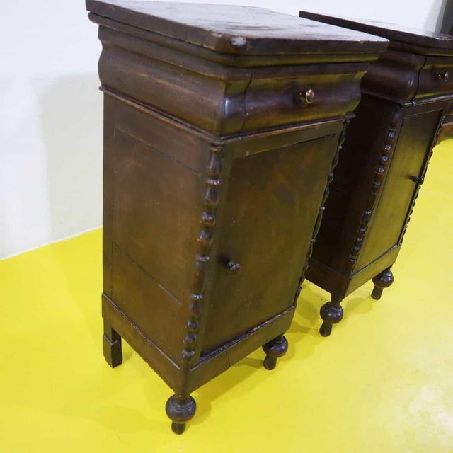Wooden Nightstands with Turned Legs, Door and Drawer, Set of 2 For Sale - Image 10 of 12