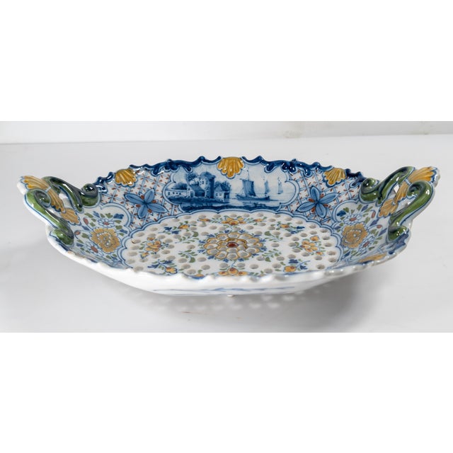 19th Century Dutch Delft Faience Bowl With Polychrome Pierced Design For Sale In New York - Image 6 of 16