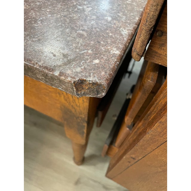 19th Century Marble Top Possum Belly Copper Lined Bins Kitchen Bakers Cabinet For Sale - Image 18 of 18