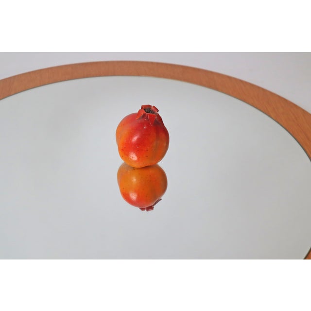 Scandinavian Round Wall Mirror in Oak, Denmark, 1970s For Sale - Image 6 of 11