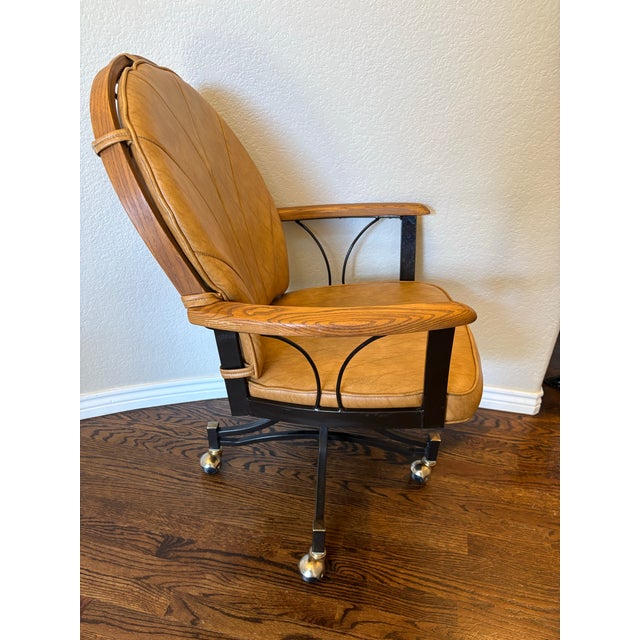 1970s Mid-Century Modern u.s. Furniture Industries Shellback Swivel Chair With Casters For Sale - Image 4 of 12