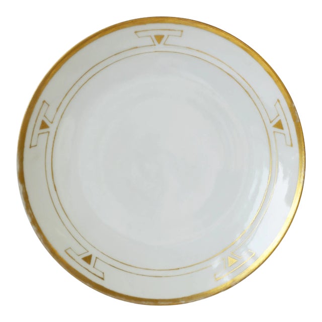 German Art Deco Period White and Gold Plate by Thomas Porcelain, 1929 For Sale