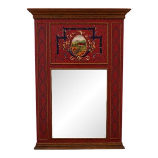 Stunning Artist Signed Hand Painted Large Trumeau Mirror For Sale