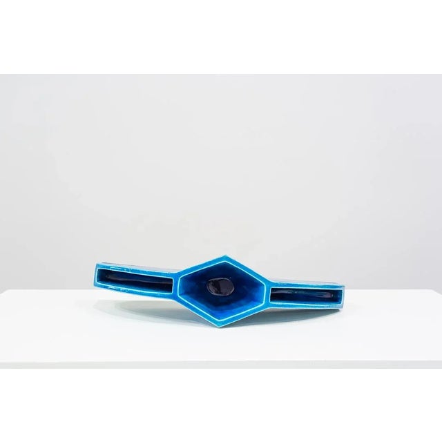 Blue Glazed Ceramic Centerpiece, 1960s For Sale - Image 6 of 9