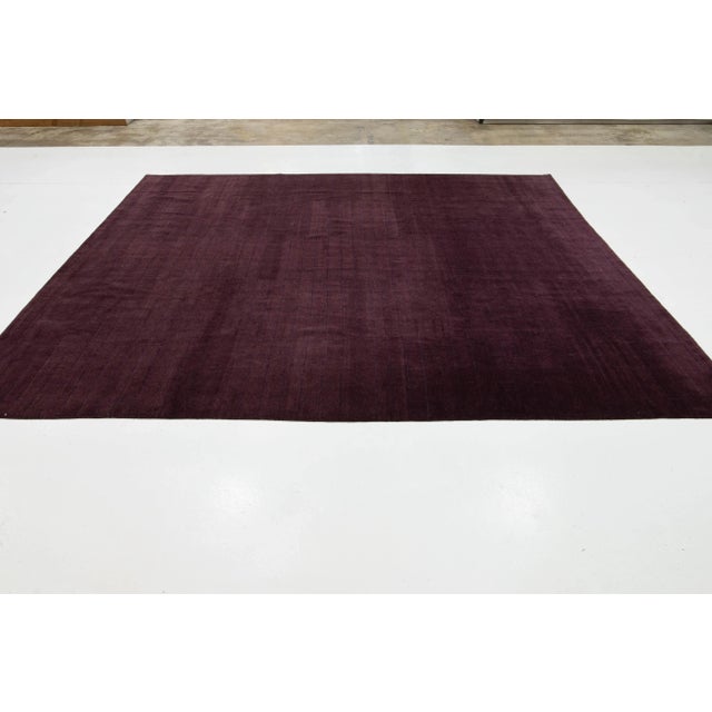 Textile Modern Rug Made From Wool and Silk Featuring a Tibetan Weave Design in Purple For Sale - Image 7 of 9