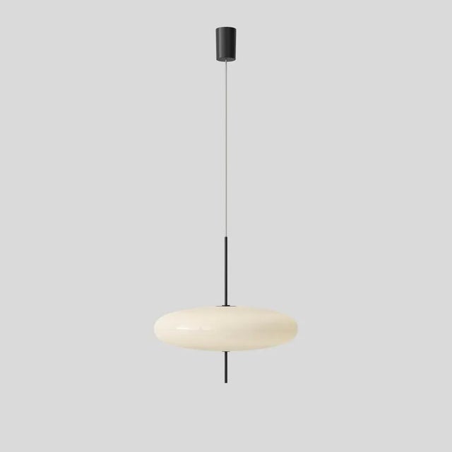 Contemporary Model 2065 Ceiling Lamp with White Diffuser and Black Hardware by Gino Sarfatti Set of 3 For Sale - Image 3 of 7