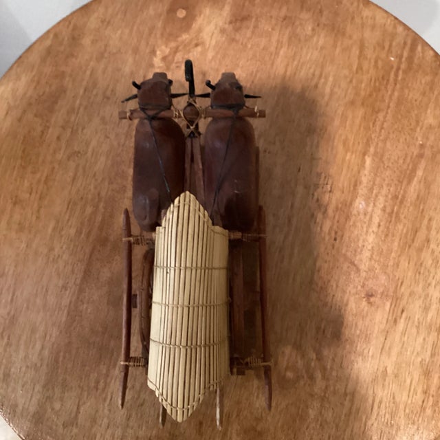 Late 19th Century Late 19th Century Japanese Carved Wooden Ox Oxen Drawn Tumbril Cart Sculpture For Sale - Image 5 of 12