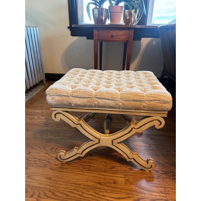 Mid-Century Karges Pair Benches Button-Tufted Champagne Upholstery For Sale In San Francisco - Image 6 of 12