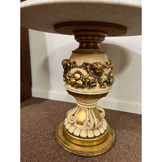 Set of 2 1966 Fuggiti Studios Cherub Hollywood Regency Marble Stands For Sale - Image 9 of 12