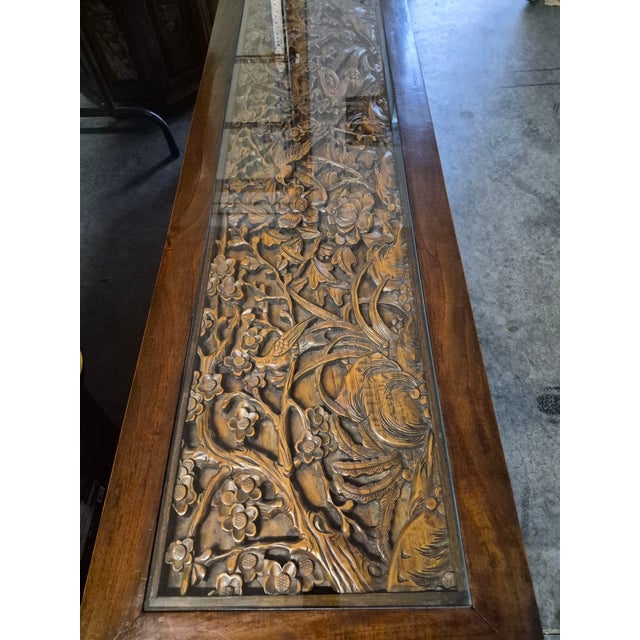 Vintage 1970's Hand Carved Camphor Wood 3 Piece Coffee Table Set For Sale - Image 15 of 16