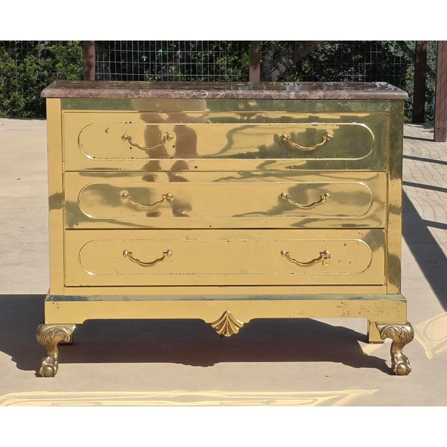 Brass Clad Dresser With Marble Top by Harden Furniture Company For Sale - Image 16 of 18