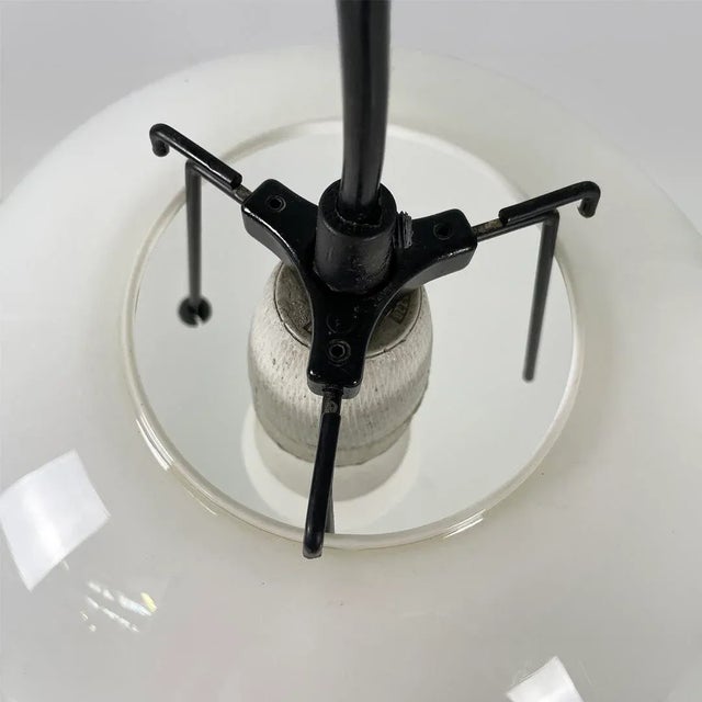 1950s Mid-Century Italian Round White Glass Pendant, 1950s For Sale - Image 5 of 13