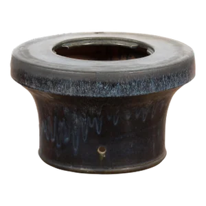 Japanese Antique Blue and Black Glazed Ceramic Hibachi for Drinking Saké
