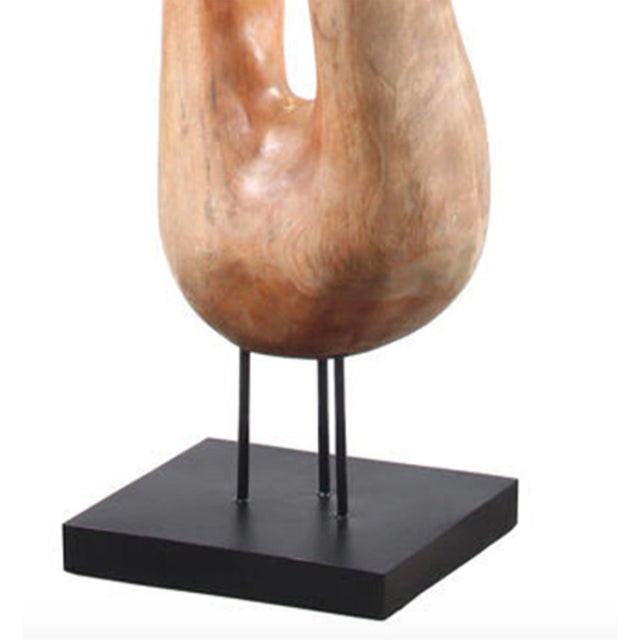 Contemporary Twisting Carved Mahogany Sculpture on Stand For Sale - Image 3 of 3