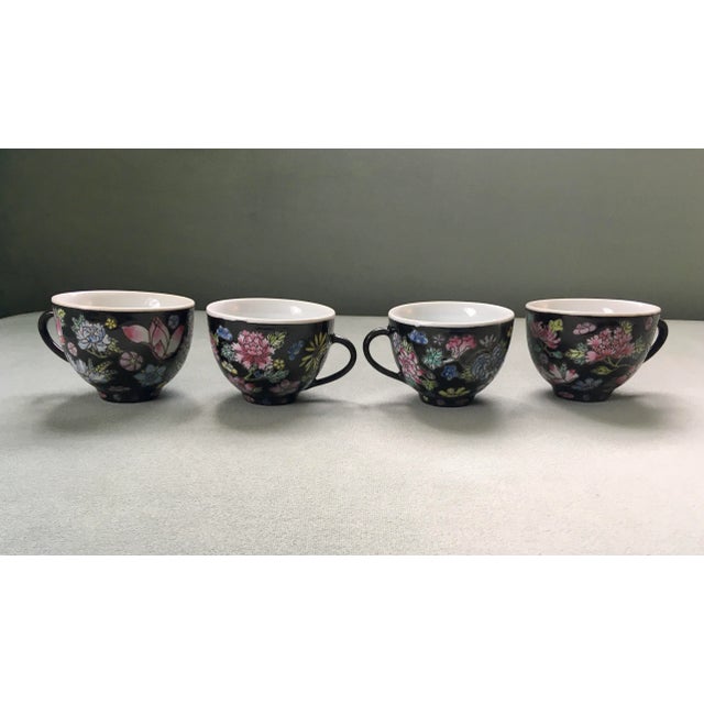 Vintage Chinese Jewel-Tone Floral Motif Export Pottery Tea Set - 7 Pieces For Sale - Image 10 of 13