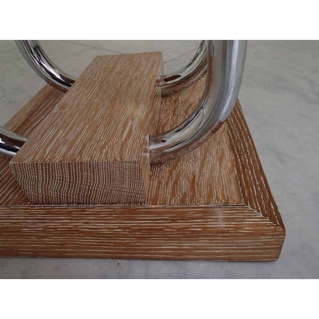 Small Rectangular Salon Side Table in Limed Oak with Chrome-Plated Steel, 1930s For Sale - Image 9 of 10