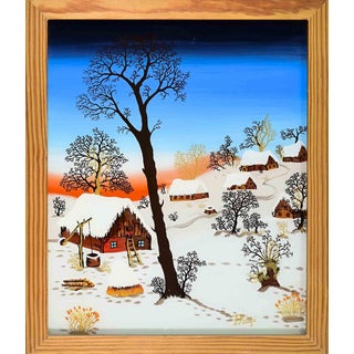 Jan Matejic, Winter Landscape, 1980s, Paint For Sale
