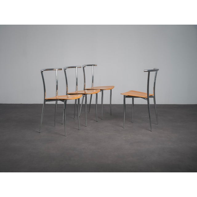 Postmodern Chrome Dining Chairs from Segis, Italy, 1990s, Set of 4 For Sale - Image 11 of 11