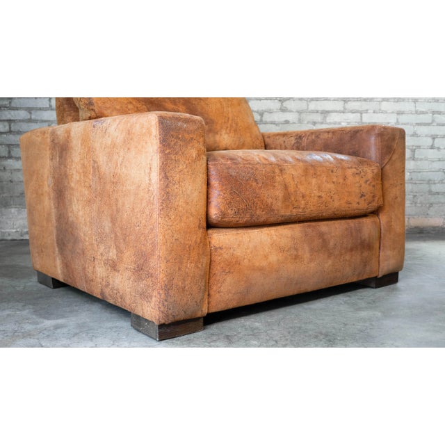 Restoration Hardware Destroyed Italian Leather Maxwell Chair For Sale - Image 15 of 18