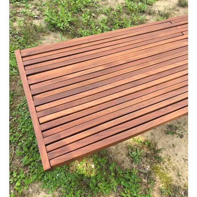 1950s Vintage Expandable Slat Bench Attributed to John Keal for Brown Saltman For Sale - Image 5 of 11