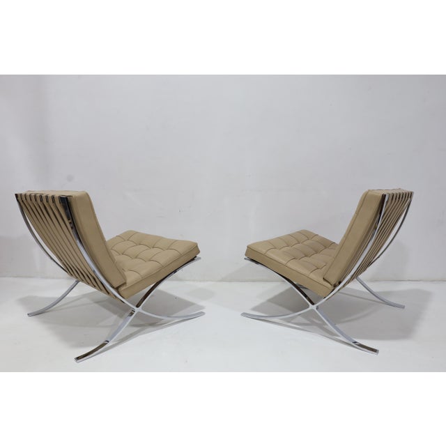 2010s Knoll Mies Van Der Rohe Barcelona Chairs and Ottoman in Volo Leather For Sale - Image 5 of 12
